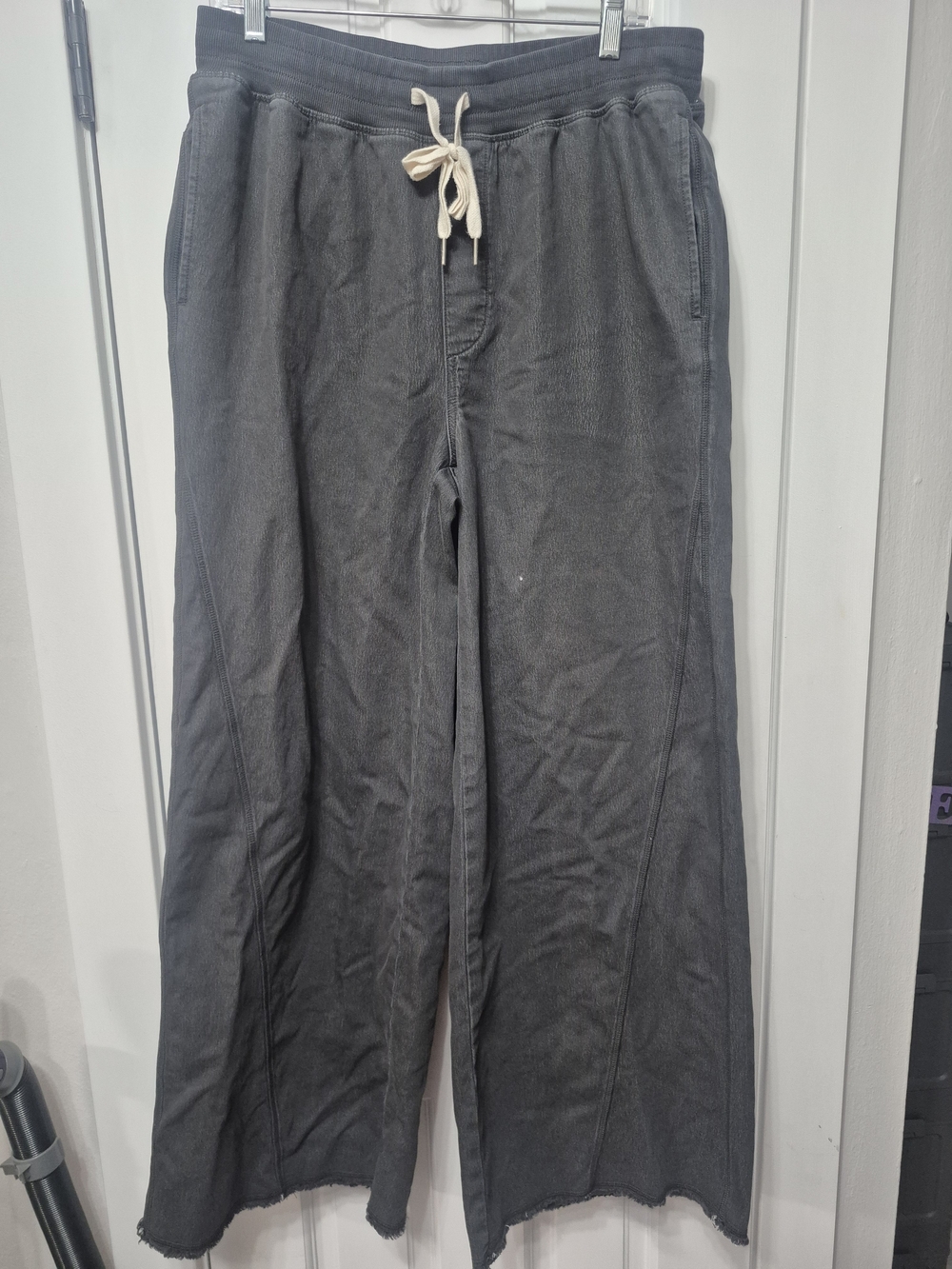 aerie Charcoal Wide-Leg Drawstring Sweatpants (Long Inseam)
